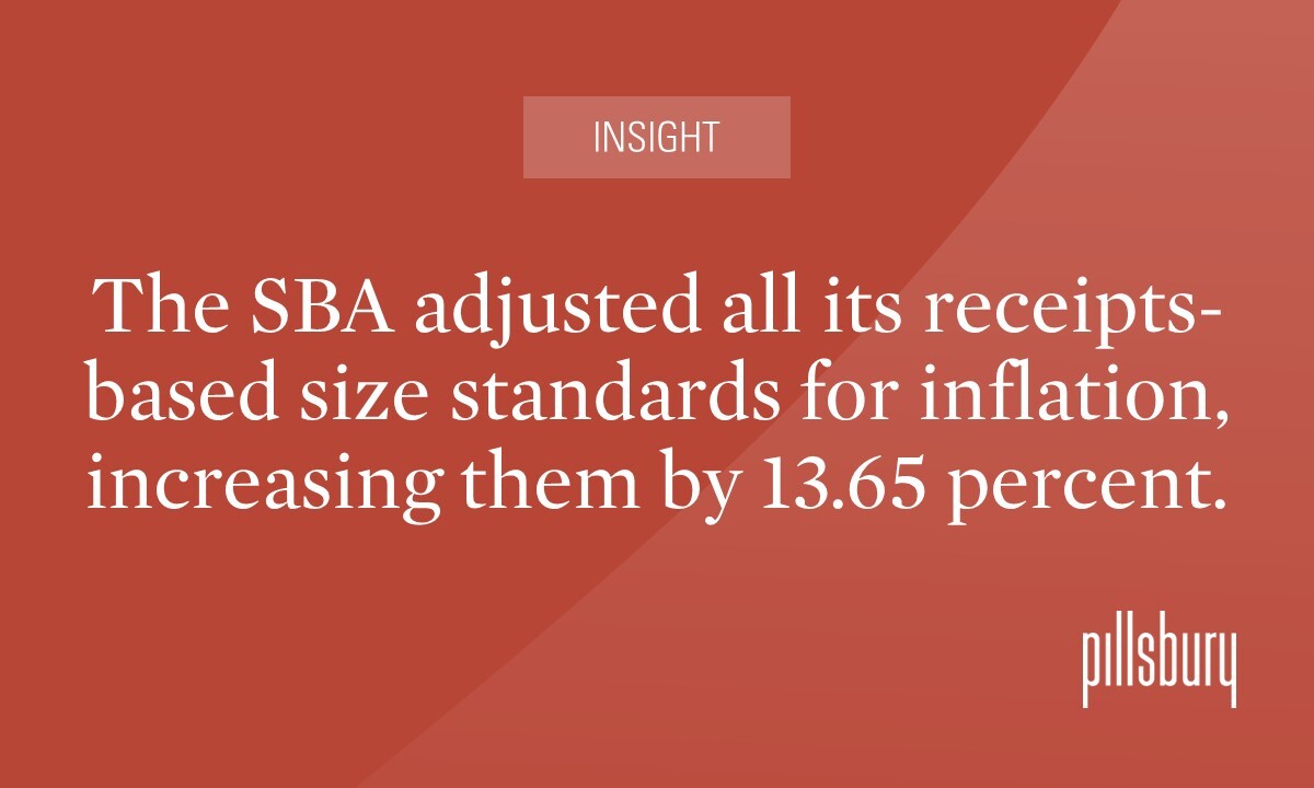 SBA Issues Rule to Increase ReceiptsBased Size Standards for Inflation